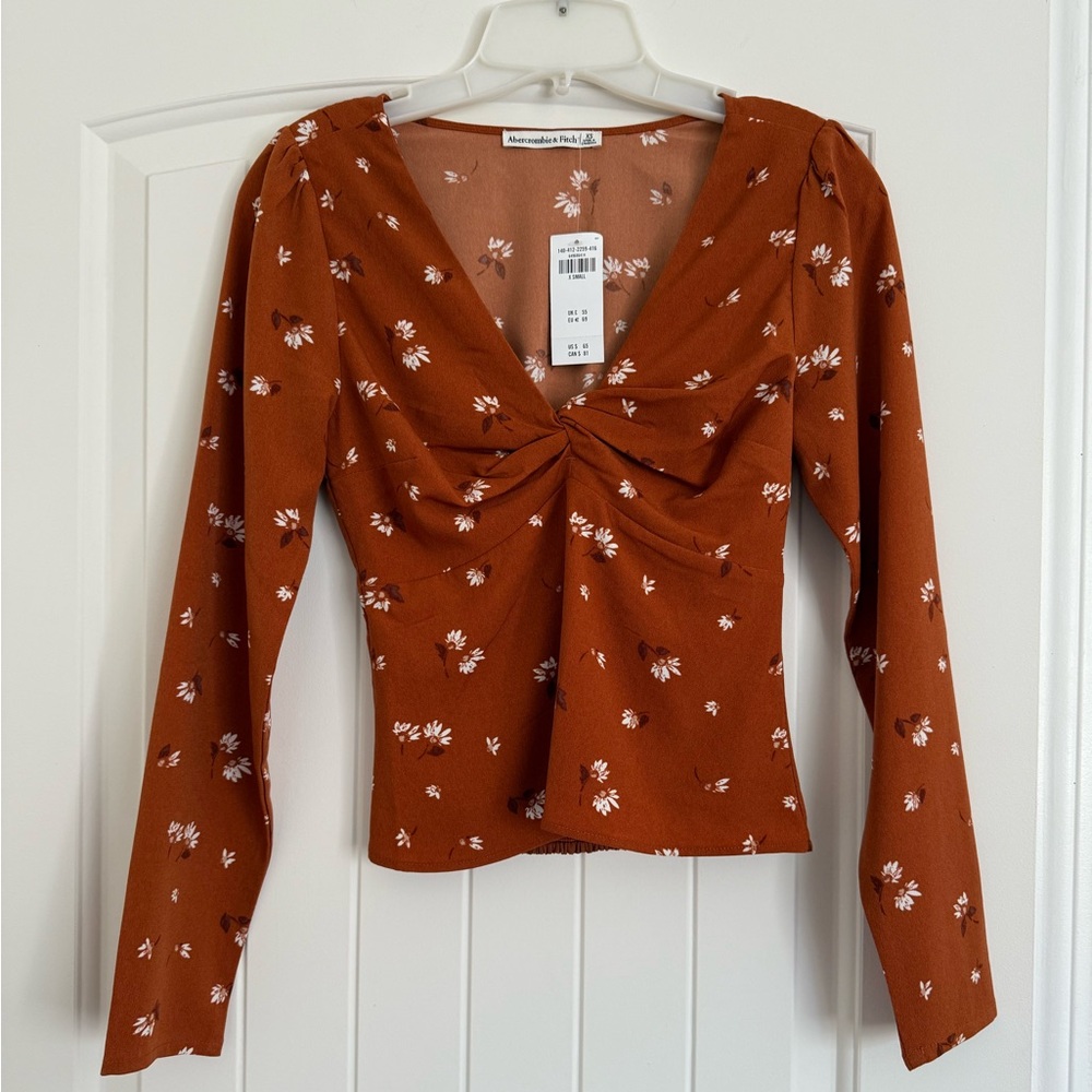 Abercrombie Burnt Orange Floral Blouse
